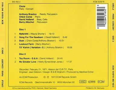 Circle - Paris Concert (1972) [2CDs] {ECM 1018/19} [Repost]