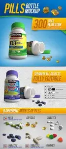 GraphicRiver Tablets, Vitamins and Pills Bottle Mockup