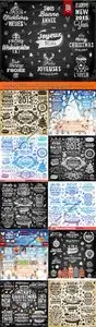 2015 Merry Christmas and happy holidays typographic elements vector 5