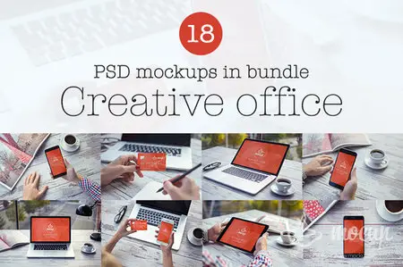 CreativeMarket - 18 PSD Mockups Creative Office