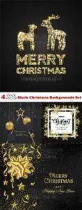 Vectors - Black Christmas Backgrounds Set