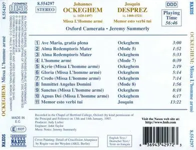 Jeremy Summerly, Oxford Camerata - Ockeghem: Missa L'Homme armé; Josquin: Memor esto verbi tui (1998)