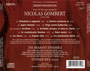 Stephen Rice, The Brabant Ensemble - Nicolas Gombert: Tribulatio et angustia (2007)