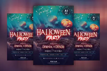 CreativeMarket - Halloween Party - PSD Flyer