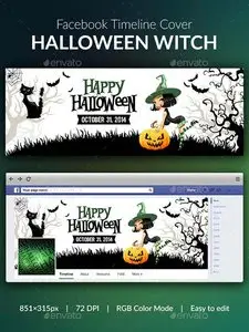 GraphicRiver Halloween Witch Facebook Cover
