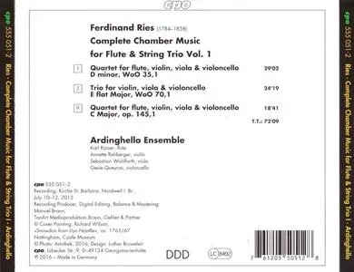 Ardinghello Ensemble - Ferdinand Ries: Flute Quartets Vol. 1 (2016)