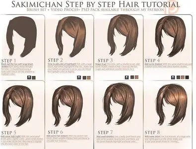 Step by Step Hair Tutorial by sakimichan
