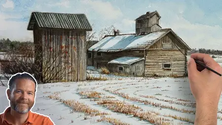 Landscape Painting with Watercolor - Old Barn