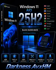 Windows 11 25H2 Build 26200.8655 AIO 16 In 1 (x64) Multilingual June 2026