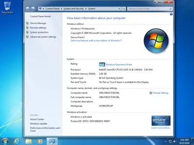 Windows 7 Professional SP1 Multilingual Preactivated September 2024