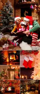 Stock Photo - Christmas Fireplace