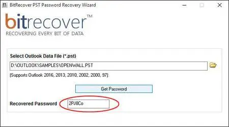 BitRecover Outlook PST Password Recovery 3.0