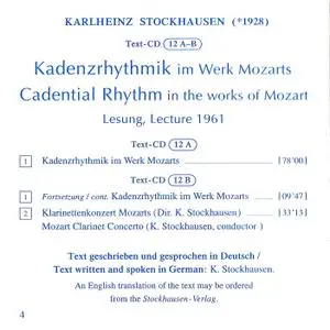 Karlheinz Stockhausen - Text-CD 12 - Kadenzrhythmik im Werk Mozarts 1961 (2007) {2CD Set Stockhausen-Verlag}