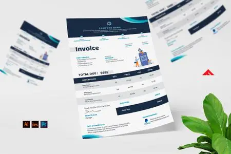 Clean Blue Invoice Design - Envato Elements