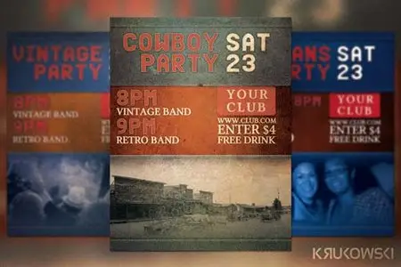 CreativeMarket USA Jeans Vintage Flyer - Poster