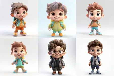 Adorable Smart Kids with Charming smiles - 3D Render Collection