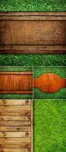 Stock Photo - Wood & Grass Backgrounds