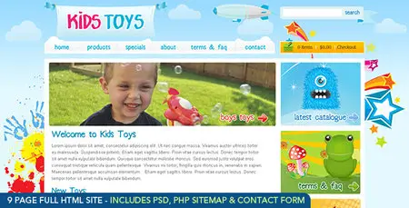 ThemeForest Kids Toys - 9 Page HTML Site - Shopping Cart