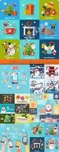 2015 Christmas and New Year flat design concept vector