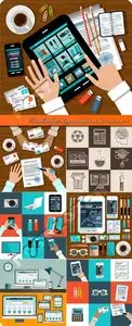 Templates flat design concept business vector set 35