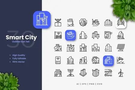 EE - Smart City Outline Icons UAPVK8R