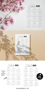 Editable 2025 Calendar - White & Transparent Templates