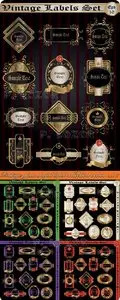 Vintage gloss styled label collection vector set 5