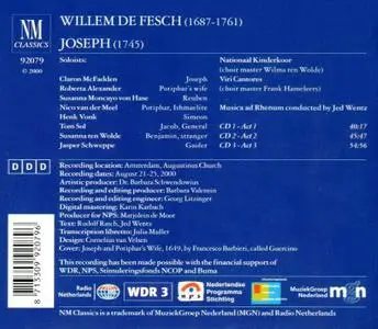 Jed Wentz, Musica ad Rhenum, Viri Cantores -  Willem de Fesch: Joseph (2000)