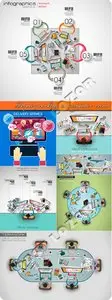 People working at computer vector