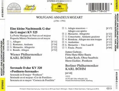 Karl Böhm, Wiener Philharmoniker, Berliner Philharmoniker - Mozart: Eine kleine Nachtmusik, Posthorn-Serenade (1986)