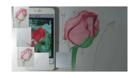 Draw A Red Rose In 3 Different Ways.