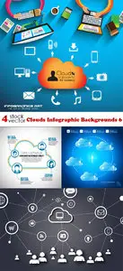 Vectors - Clouds Infographic Backgrounds 6