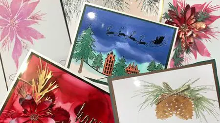 Alcohol Ink Techniques For Christmas Cards Class