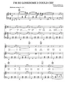 I'm So Lonesome I Could Cry - B.J. Thomas, Billie Jo Spears, Elvis Presley, Glen Campbell, Hank Will (Piano-Vocal-Guitar