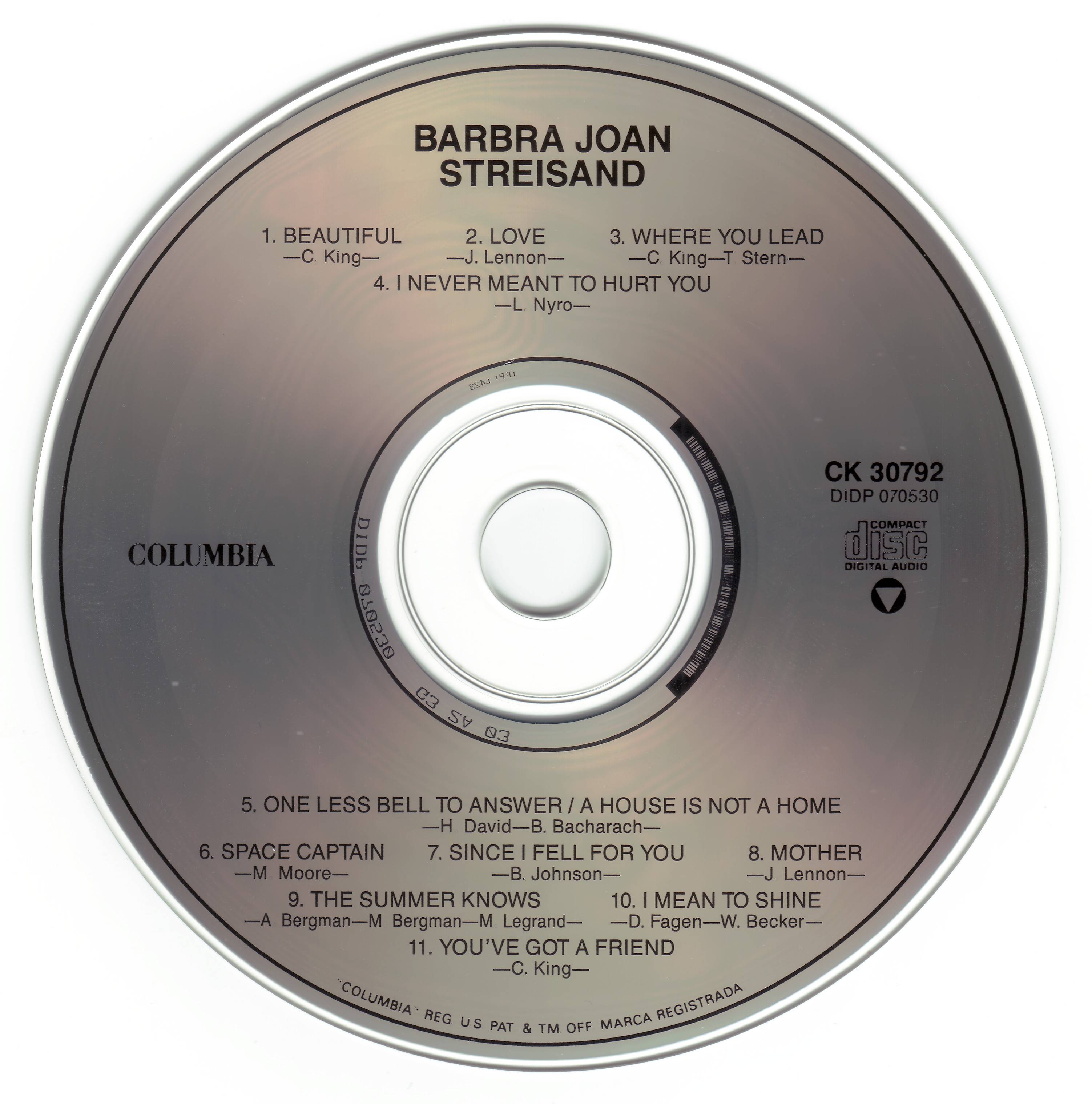 Barbra Streisand - Barbra Joan Streisand (1971) 1994, Digitally Remastered.