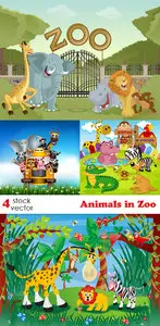 Vectors - Animals in Zoo