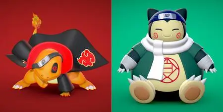 Charmander - Akatsuki Collection and Snorlax Chouji - Naruto Collection