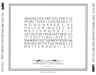 Matt Bianco - Whose Side Are You On? (1984) {WEA}