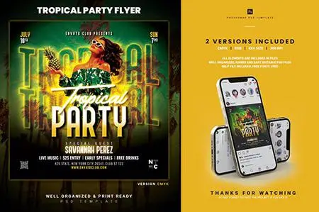 Tropical Party Flyer PSD