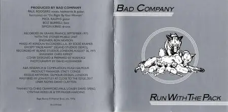 Bad Company - Run With The Pack (1976) [2CD] [2017, Deluxe Edition]