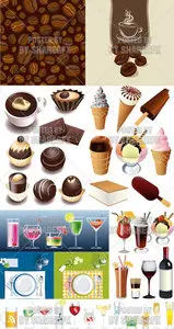 Stock Vector - Desserts and Beverages