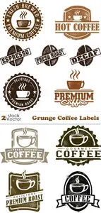 Vectors - Grunge Coffee Labels