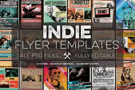 CreativeMarket - 12 Indie Flyers Bundle + FB Covers