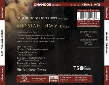 Sir Andrew Davis, Toronto Symphony Orchestra, Toronto Mendelssohn Choir - George Frideric Handel: Messiah (2016)