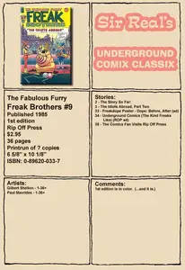 Fabulous Furry Freak Brothers 009 1985 1st Edition Rip Off Press Sir Real