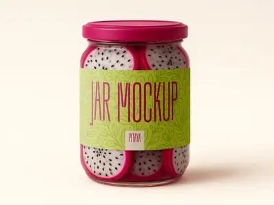 Realistic Pitaya Jar Mockup with Fresh Sliced Fruit 1706389952
