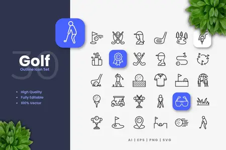 EE - Golf Outline Icons CCPA6L9