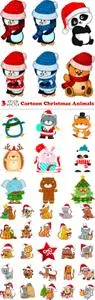 Vectors - Cartoon Christmas Animals