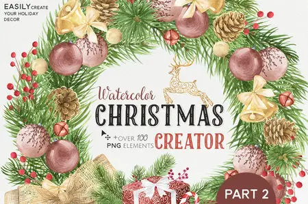 CreativeMarket - Watercolor Christmas Creator Pack #2