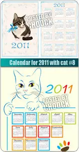 Stock Vector: Calendar for 2011 with cat #8
